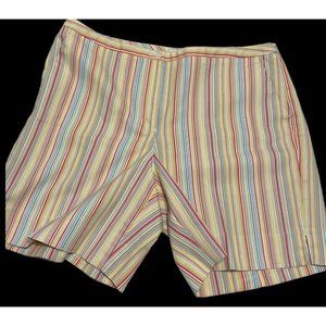 Liz Golf Womens Audra Striped Bermuda Shorts Size 12 Colorful High Waist